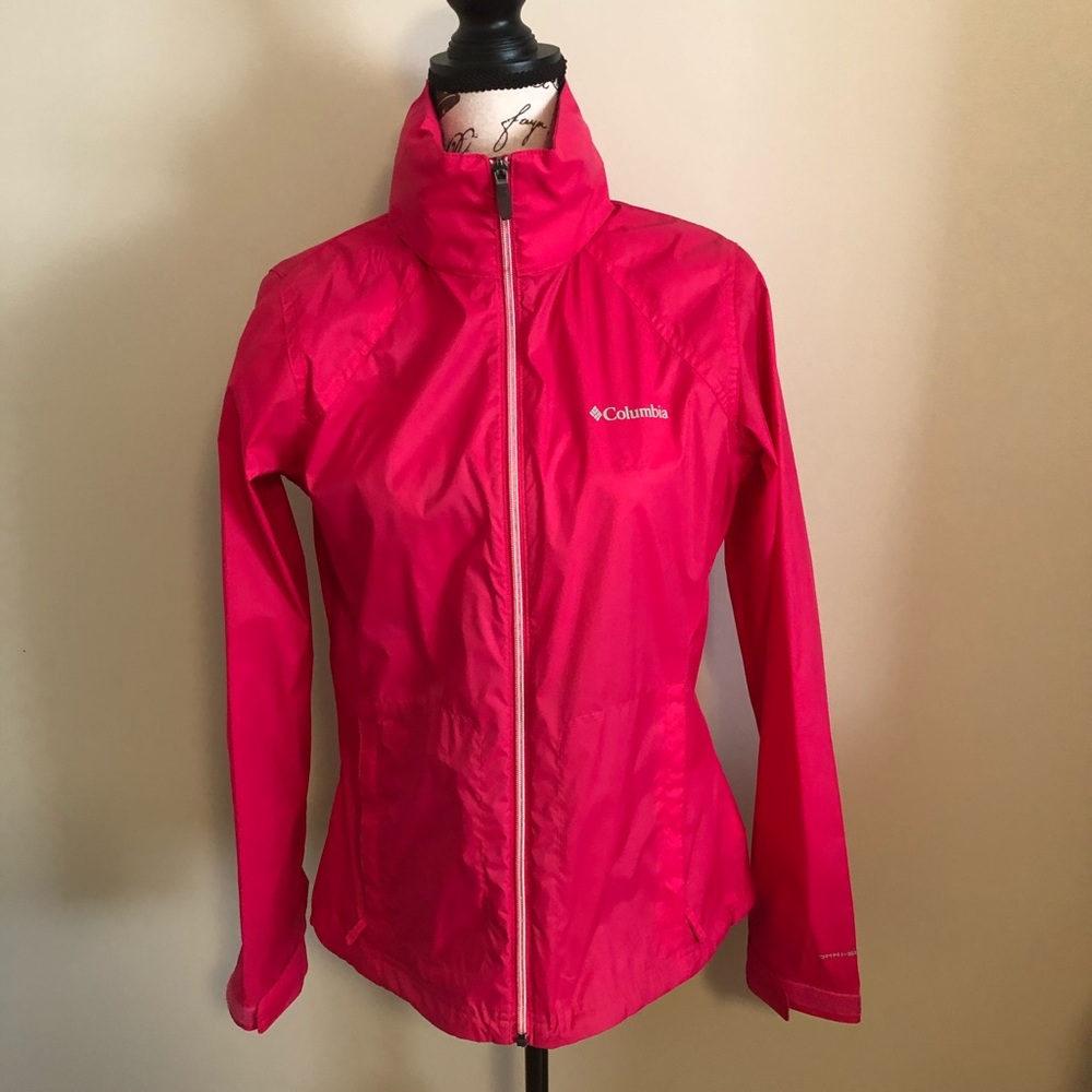 Pink Columbia rain jacket, M